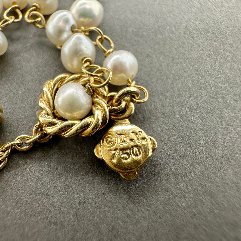 Estate David Yurman 18K Y Gold Seed Pearl Bijoux 32” Necklace