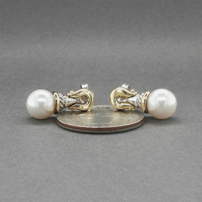 Estate David Yurman SS 18 Pearl Drop Earrings