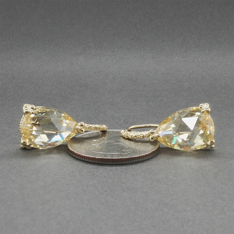 Estate Judith Ripka 18K Y Gold 20.74ctw CZ Drop Earrings