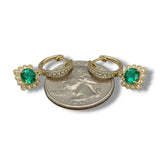 14K Y Gold 0.26ctw Diamond and 1.28ctw Emerald Drop Earrings