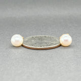 Estate 14K Y Gold 6.9mm Akoya Pearl Stud Earrings