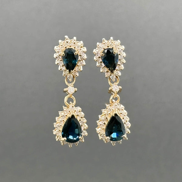 Estate 14K Y Gold 2.52ctw Sapphire & 0.50ctw Diamond Drop Earrings