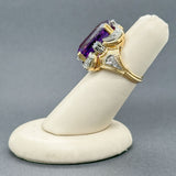 Estate 18K TT Gold 18.11ct Amethyst & 0.33ctw Diamond Ring