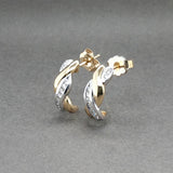 Estate 14K TT Gold 0.17ctw Diamond J Hoop Earrings