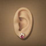 Estate 18K Y Gold 1.18ctw Ruby & 0.48ctw Diamond Stud Earrings