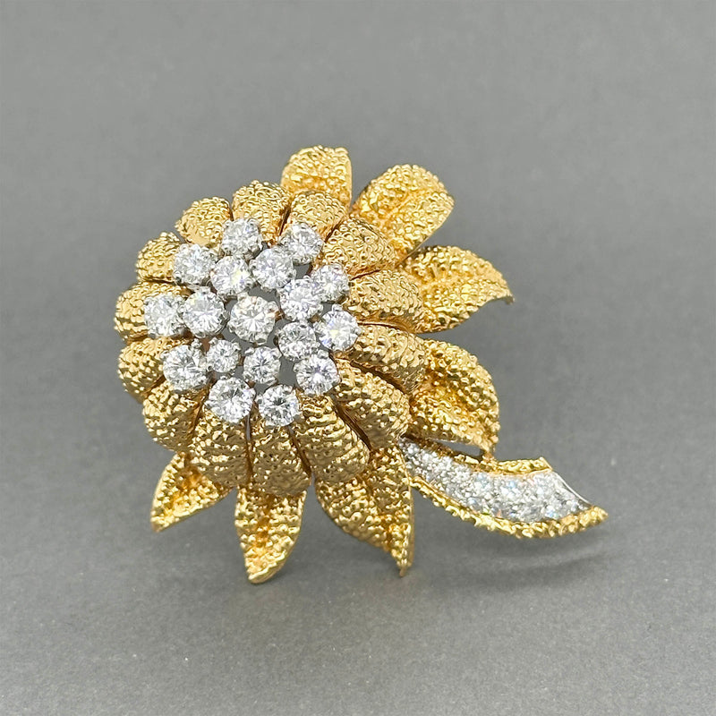 Estate Van Cleef & Arpels 18K Y Gold 2.99ctw Diamond Flower Brooch