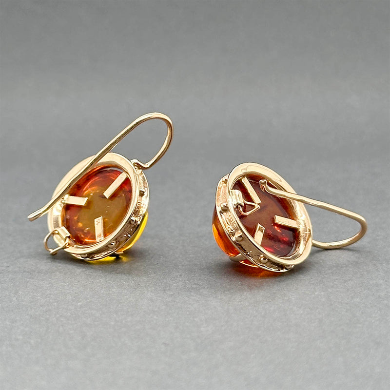 Estate 14K Y Gold 7.20ctw Amber Drop Earrings