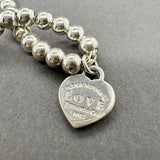 Estate Tiffany & Co. SS Blue Love Tag Beaded Bracelet