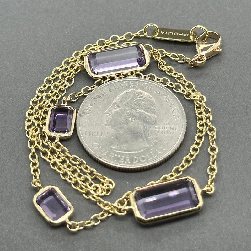 Estate Ippolita 18K Y Gold 6.48ctw Amethyst Rock Candy Station Necklace