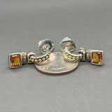 Estate Lagos SS 1.98ctw Citrine Demi Hoop Earrings