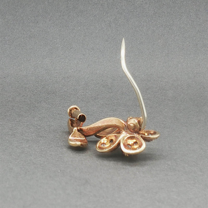 Estate 18K Y Gold 0.26ct Ruby & 0.30ctw Diamond Flower Brooch