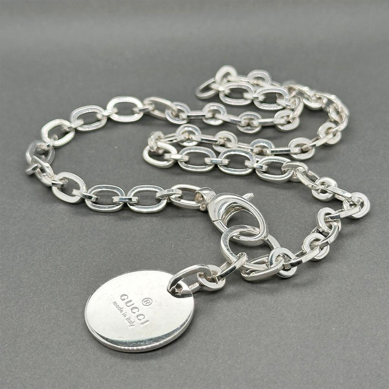 Estate Gucci SS Round Tag Necklace