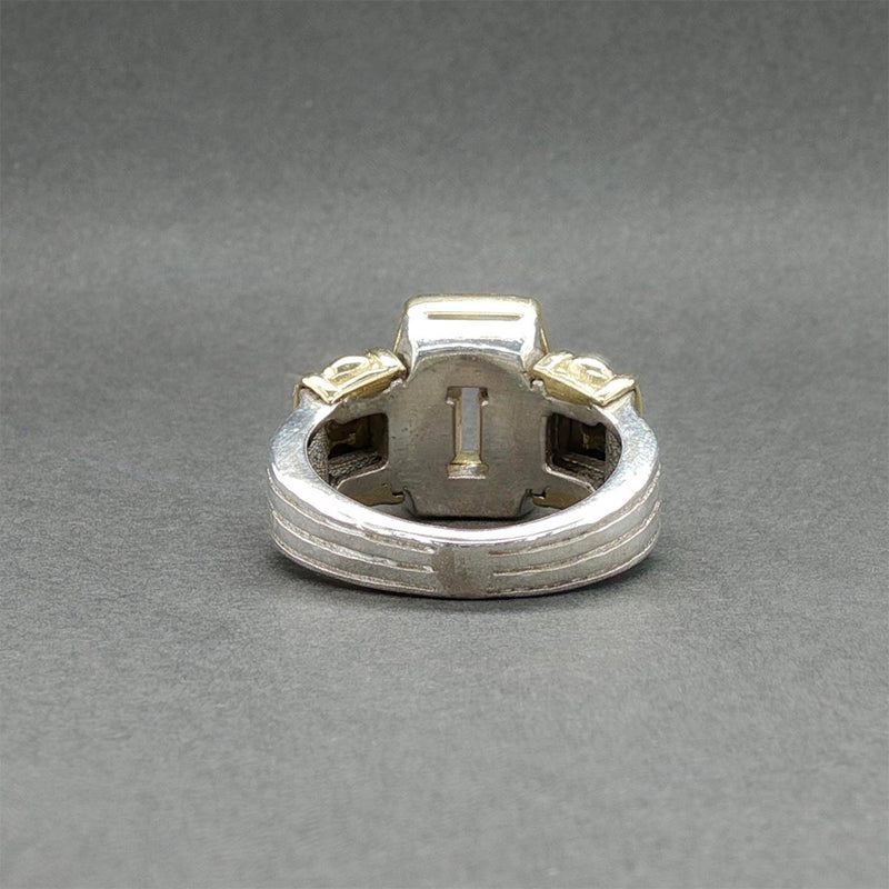 Estate Lagos SS 18 Caviar Lux 0.13ctw Diamond Buckle Ring