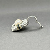 Estate David Yurman SS 14 Pearl & 0.36ctw Sapphire Cable Enhancer Pendant