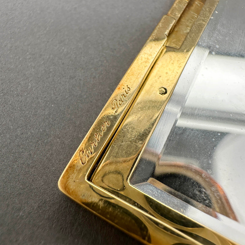 Estate Antique Cartier 18K Y Gold 0.74ctw Sapphire Makeup Compact
