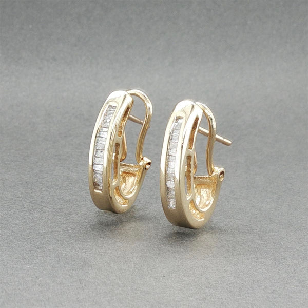 Estate 14K Y Gold 0.26ctw Diamond J Hoop Earrings