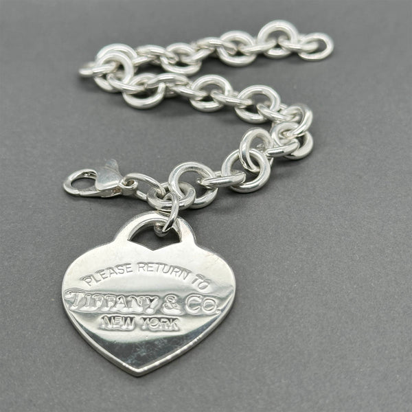 Estate Tiffany & Co. SS XL Please Return Heart Tag Bracelet