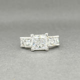 Estate 14K W Gold 5 Stone CZ Ring