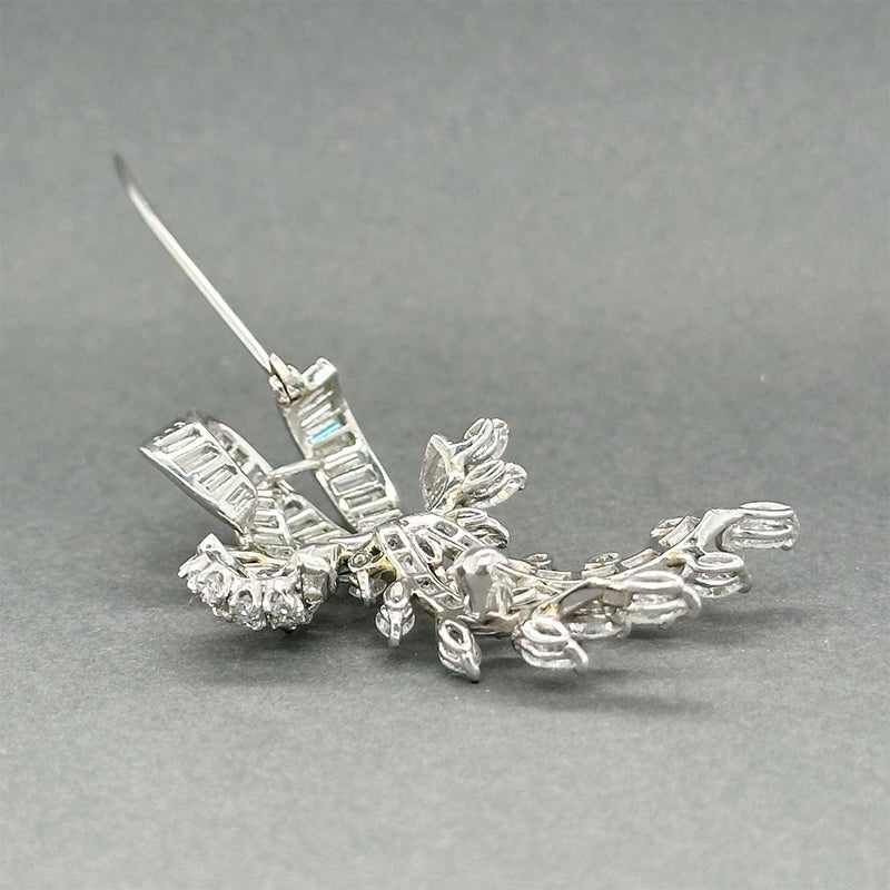 Estate Retro Platinum 5.58ctw Diamond Brooch
