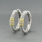 Estate Judith Ripka SS 18 0.17ctw Diamond Hoop Earrings