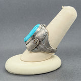 Estate SS Turquoise Feather Ring
