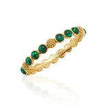 Brass YGP  Malachite Berry Gem Hinged Bangle
