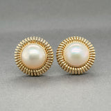 Estate 14K Y Gold Mabe Pearl Button Earrings