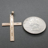 Estate 14K Y Gold Textured 36.90mm Cross Pendant