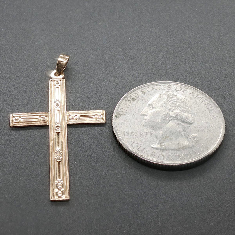Estate 14K Y Gold Textured 36.90mm Cross Pendant