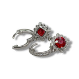 14K W Gold 0.26ctw Diamond and 1.78ctw Ruby Drop Earrings
