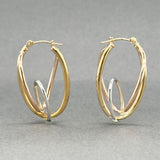 Estate 14K Tri-Color 30.1mm Oval Hoop Earrings