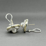 Estate David Yurman SS 14 Pearl Cookie Earclips
