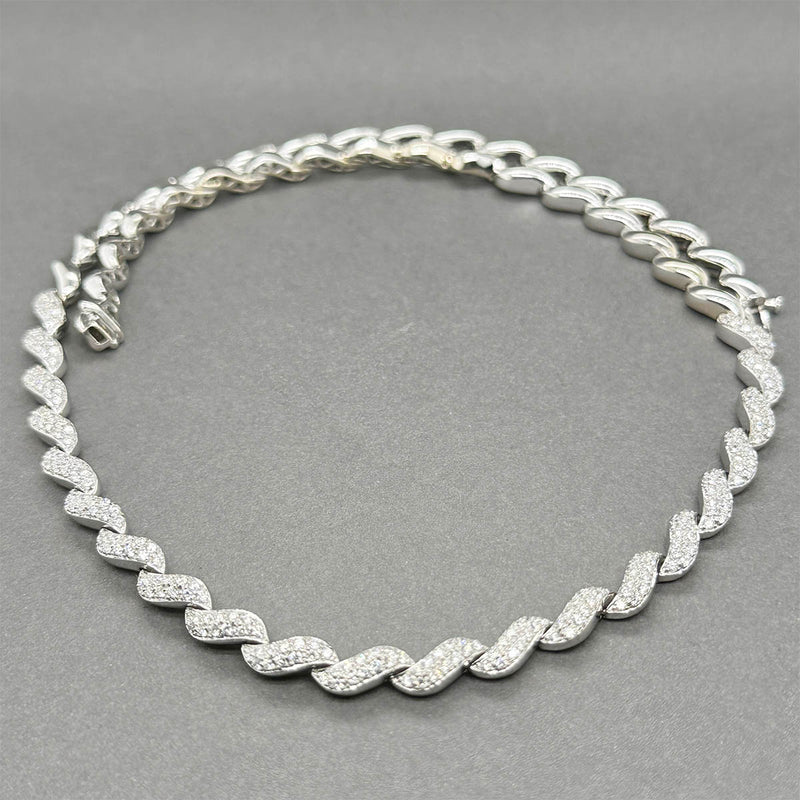 Estate 14K W Gold 1.44ctw Diamond S link Necklace