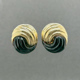 Estate 14K Y Gold Onyx Button Earrings