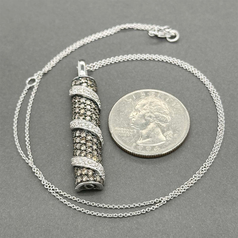 Estate 18K W Gold 1.75ctw Fancy Brown & White Diamond Pendant