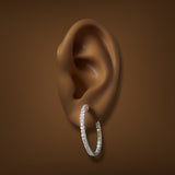 Estate 14K W Gold 0.51ctw Diamond In/Out Hoop Earrings