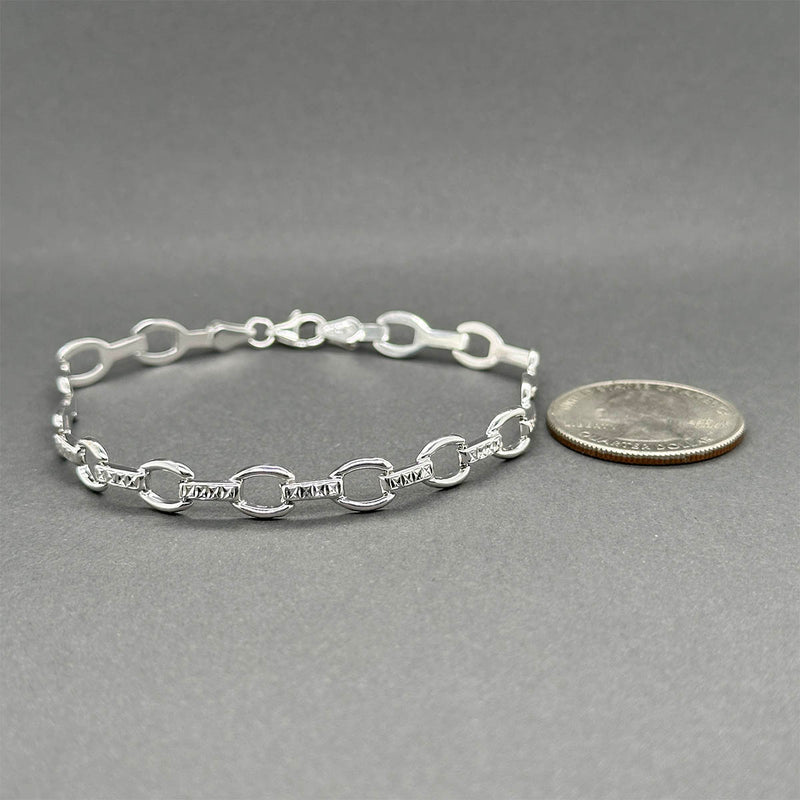 Estate 14K W Gold 6.06mm Stampado Link Bracelet