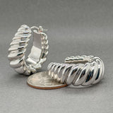 Estate 14K W Gold 28.4mm Twisted Electroformed Hoop Earrings