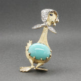 Estate 18K TT Gold 10.02ctw Turquoise, Sapphire & Diamond Duck Pin