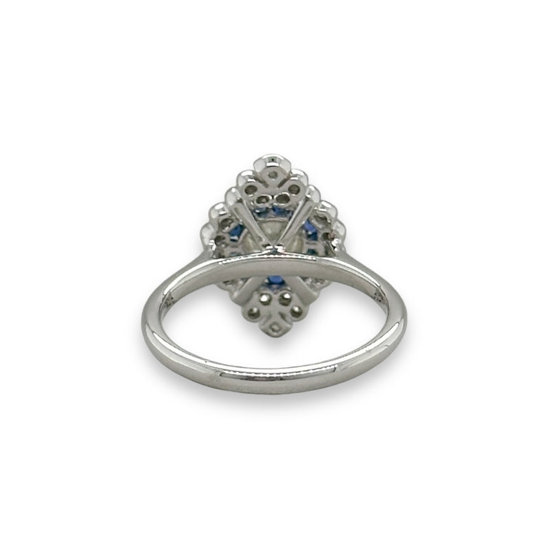 18K W Gold 0.26ctw Sapphire and H/SI2 0.67ctw Diamond Ring