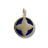 14K Y Gold Round Lapis Pendant with Star of David