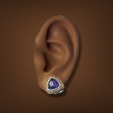 Estate SS 18 Amethyst Trillion Earrings