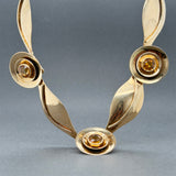 Estate 14K Y Gold 9.52ctw Citrine Leaf Necklace