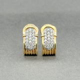 Estate 18K Y Gold 0.64ctw F-G/SI1 Diamond J Hoop Earrings
