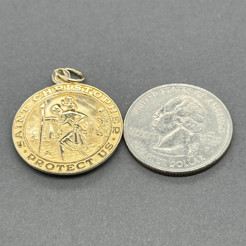 Estate 14K Y Gold Saint Christopher & Star of David Pendant