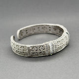 Estate Judith Ripka SS Blue & White CZ Lattice Cuff Bracelet
