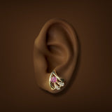 Estate 14K Y Gold 0.86ctw Sapphire & 0.16ctw Diamond Stud Earrings