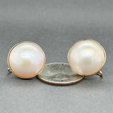 Estate 14K Y Gold Mabe Pearl Non-Pierced Earrings