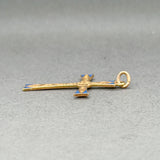 Estate Antique 10K Y Gold Enamel 38mm Cross Pendant