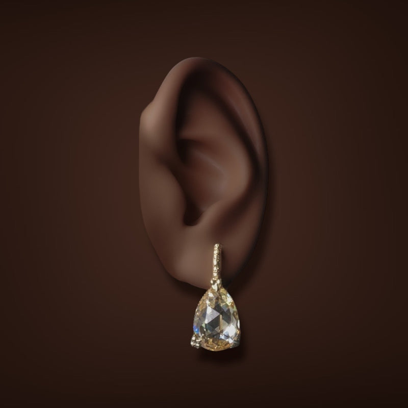 Estate Judith Ripka 18K Y Gold 20.74ctw CZ Drop Earrings